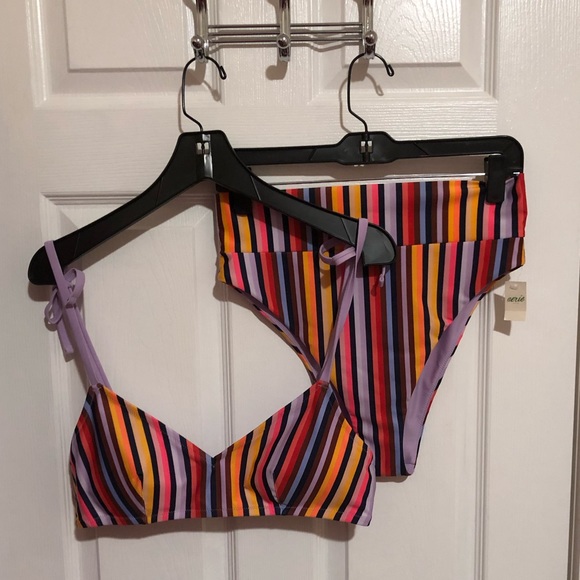 aerie Other - NWT Aerie Multi Colored High Wasted Bikini Size L